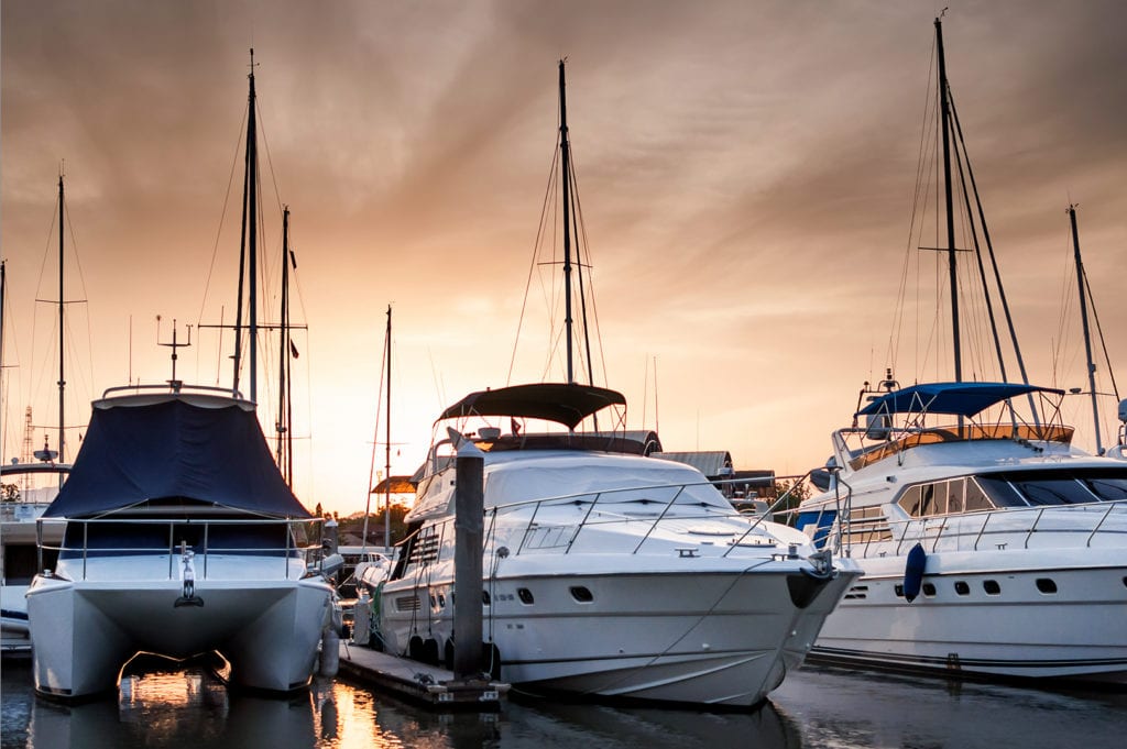 yachts docked at marina